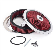 Universal Car 14x3 Air Filter Circle High Flow Air Cleaner Washable 5-1/8 Thread Connection Car Modified Parts Black