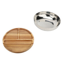 304 Edelstahl Misch- und Salatschüssel mit Holzdeckel, 1 Liter (35,8 oz)