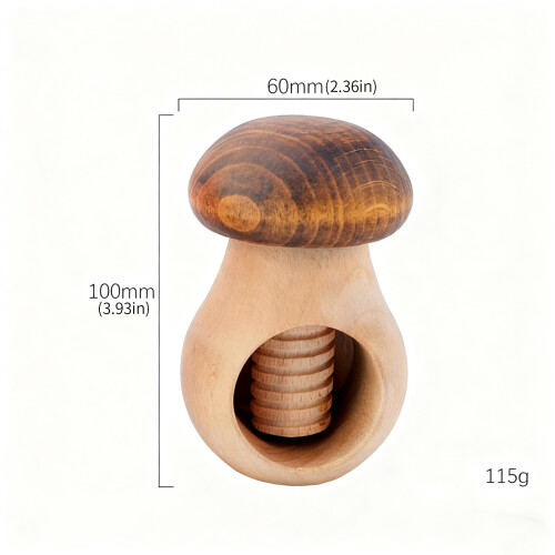 Mushroom Handle Wood Nut Cracker Tool Multifunctional-Red 2
