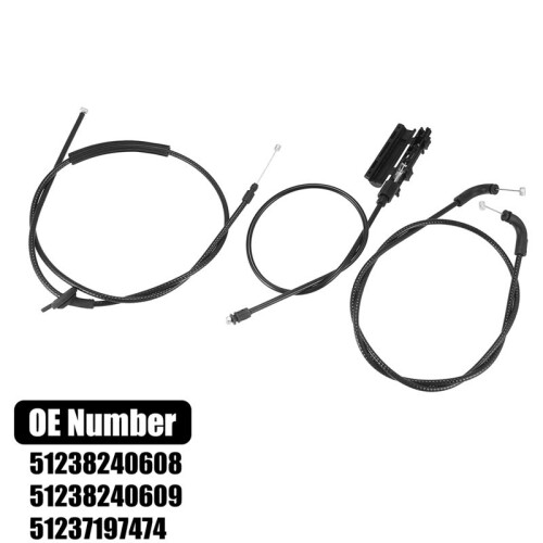 4Pcs/Set Car Front Center Rear Hood Release Cable Kit with Release Handle Bracket Assembly for  E65 E66 1