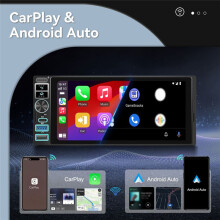 Rádio Automotivo Din Único de 6,9 Polegadas Sem Fio CarPlay Android Auto Android 15 2G + 64G Estéreo Automotivo Multimídia MP5 Player FM WIFI BT
