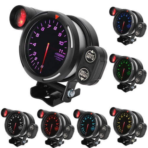 Tacômetro Eletrônico RPM 10-15V, Tacômetro Automático, Display Transparente, 3,15 Polegadas, 7 Cores ABS para Substituição 2