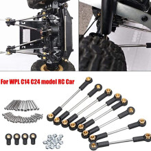 2X Upgrade Replacement Part Metal Suspension Toe Link Tie Rod Set for WPL 1/16 C14 C24 RC Car Parts