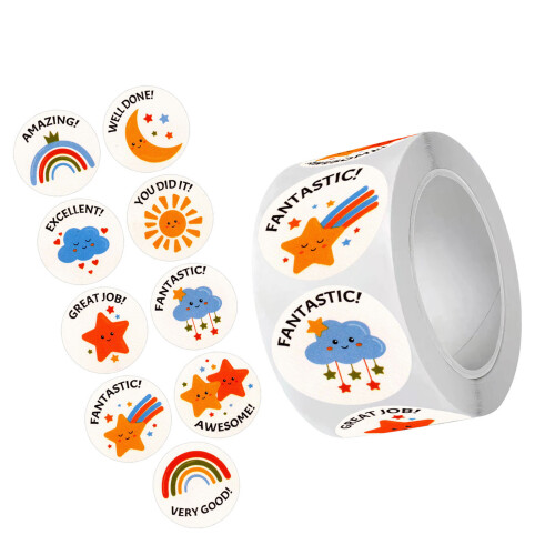 500Pcs Colorful Encouragement Sticker Removable Educational
