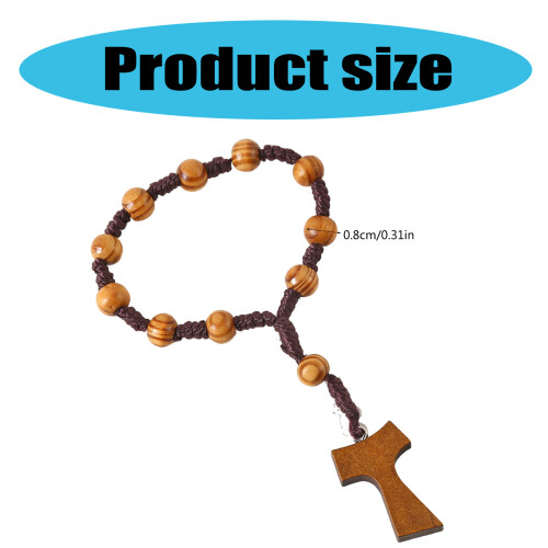 Chapelet élégant en bois de 8mm, perles avec croix pour la 2