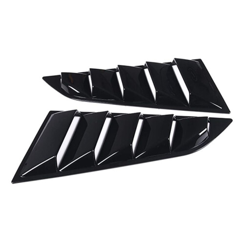 Car Rear Side Window Louvers for  Corvette C7 2014-2019 Triangular Window Glass Blinds (Bright Black)
