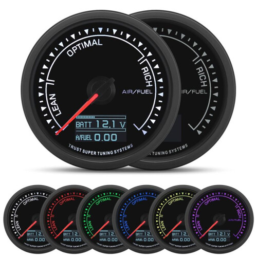 Medidor AFR de 2,5 Polegadas e 62 mm para Sensor de Oxigênio de Banda Estreita, Sensor de Ar e Combustível Digital LED de 7 Cores com Suporte para 2