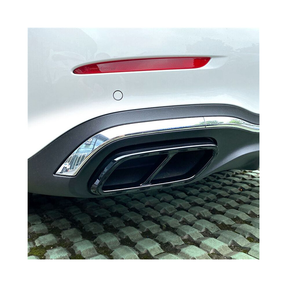 2X For - C-Class W206 C200 C260 C300 2022+ Amg Car Tail Throat Exhaust Pipe Muffler Tip Cover Abs Shiny 4714060651688