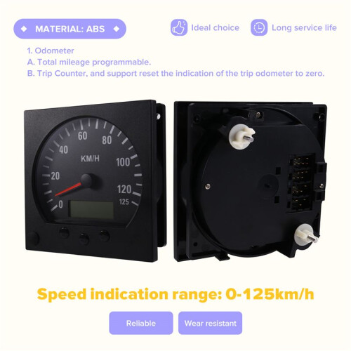 Universal 140mm Diameter Truck Speedometer Odometer 0-125km/H with Backlight 9-36V 2