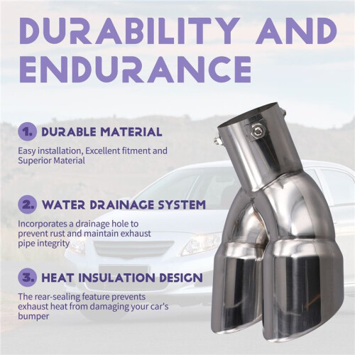 Car Bent Dual Exhaust Tip Bolt- Slant Cut Tailpipe Muffler Tip Universal Car Tailpipe Modification 2