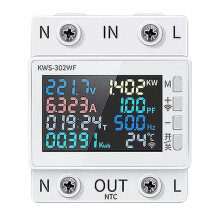 Tuya WiFi-Vermogensmeter Kleurenscherm 2P Multifunctionele AC-Energiemeter Mobiel op Afstand APP-Bediening 170-300V/63A - A