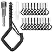 Screw Hooks with Safety Buckle, Heavy Duty Ceiling Hooks for Hanging Outdoor String Lights, Plants, Wind Chimes