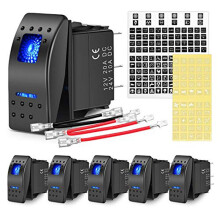 5-Pin SPST Rocker , 20A/12V 10A/24V Toggle , Yacht 5P for Trucks, Boats, Cars and Motorcycles,6 PCS