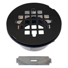 2" No-Caulk PVC Compression Shower Drain with 4-1/4" Round Grid Cover Bathtub Drain Floor Drain