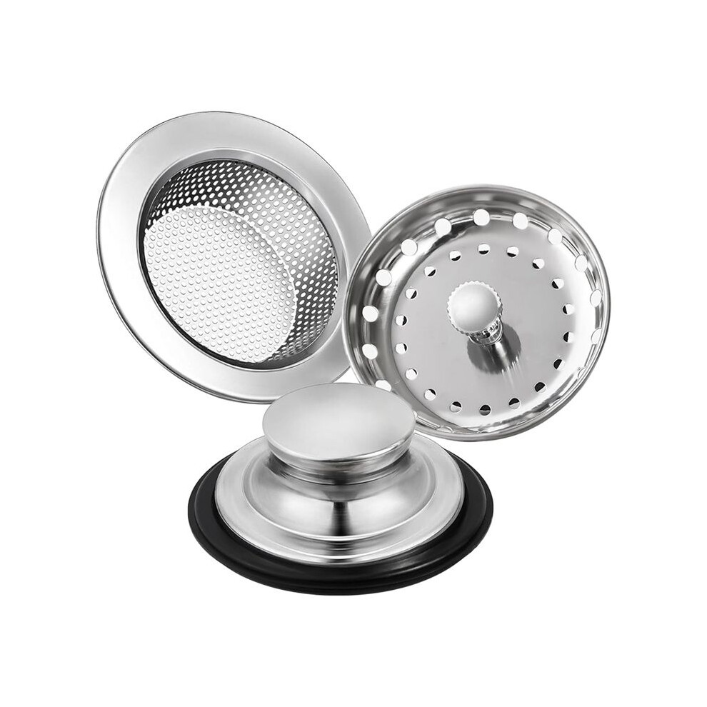 Kitchen Sink Drain Strainer Stopper Set,Universal Anti-Clogging Stainless Steel Garbage Disposal Plug For 3.5" Drains 4712984416840
