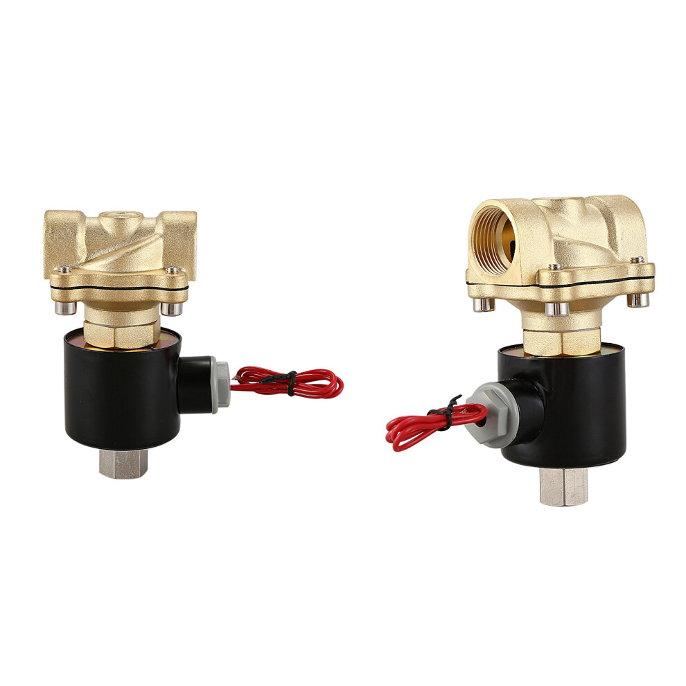 2 Pcs Normally Brass Solenoid Valve 220V Pneumatic Valve For Water Oil Gas, 1/2Inch Dn15 & 3/4Inch Dn20 4711695837883