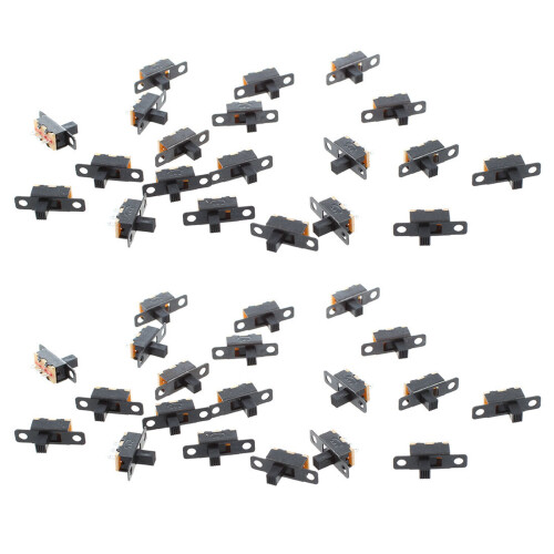 40Pcs 5V 0.3 A  Size Black SPDT Slide  for Small DIY Power Electronic Projects