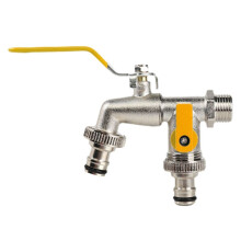 Alloy Garden Faucet Dual Control Water Discharge Replacement Adapter Double Nipple Faucet with Handle Easy Turn /Off B