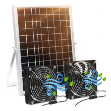 Solarbetriebener Ventilator, 15-W-Solarpanel mit 2 Wasserdichten Ventilatoren für Hühnerställe, Gewächshäuser, Zuluft- oder Abluftventilator
