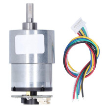 Speed Reduction Gear Motor with Encoder, 12V Electric Micro- Geared Motor Supporting Forward Reverse Movement