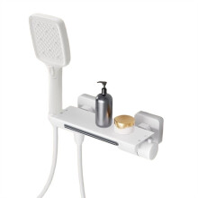 Bathtub Faucet Shower Set Waterfall Household Bathroom Wall Mounted Brass Hot and Cold Mixier Valve Bath Shower White
