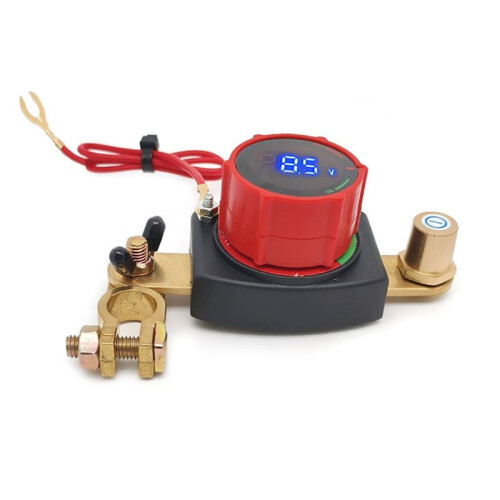 Top Post Battery Disconnect  with Voltmeter, 5-80V Master Isolator Kill- Kit - Car Battery Disconnect