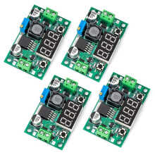 4-Pack LM2596S - Buck-Omvandlare med LED-Voltmeterdisplay, Justerbar Nedspänning 4-40 V Till 1,25-37 V