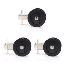 3X Sliding Pocket Door Lock Black Privacy Round Pocket Door Hardware Black Contemporary Pocket Door Lock with Keys