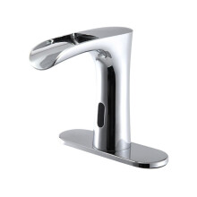Robinet de Lavabo de Salle de Bain Intelligent Sans Contact avec Capteur de Mouvement et Infrarouge, avec Couvercle et Température