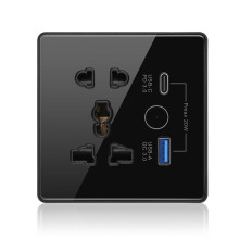 Presa Intelligente Tuya con Presa di Ricarica Rapida TypeC+USB con Temporizzazione Remota WiFi British Standard 86-Type Socket B