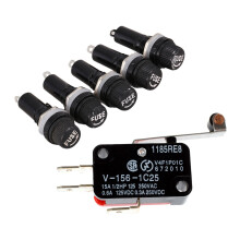 1 Pcs Limit Long Hinge & 5 Pcs AC 125V 15A 6 X 30Mm Panel Mount Fuse Holder