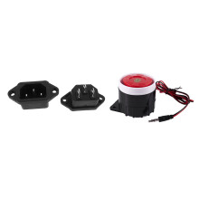 5 Pcs 3P IEC 320 C14 Male Plug Panel Power Inlet Sockets Connectors with Continuous Sound Decibel Piezo Buzzer