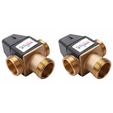 2 Pcs 3 Way DN25 External Thread Brass Thermostatic Mixing Valve Solar Water Heater Thermostatic Valve