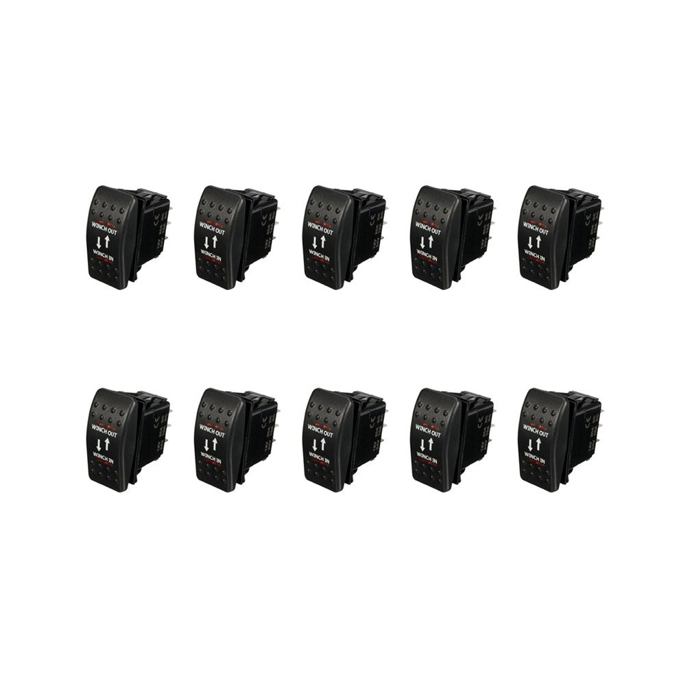 10X 12V 20A Winch In Winch Out -Off- Rocker 7 Pin Led Red 4713031902583