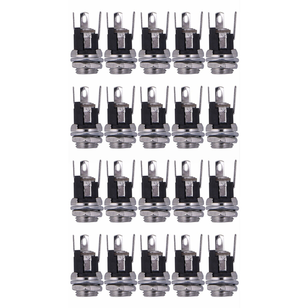 20Pcs Power Supply Jack Socket Female Panel Mount Connector 5.5X2.1mm New Black 6034120168870