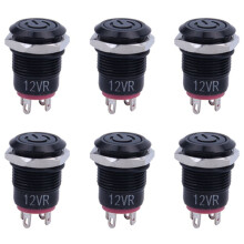 6X 12V 2A 9.5mm LED Metal Cap Potenza Momentary Button Car DIY Modificato, Rosso
