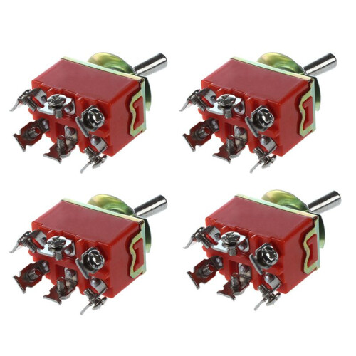 4X AC 250V 15A Latching 3 Way -Off- Single Pole Double Throw Toggle  Orange