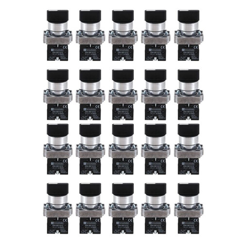 20pcs 22mm Latching 2 NO 3-Position Rotary Selector Select  ZB2-BE101C Black