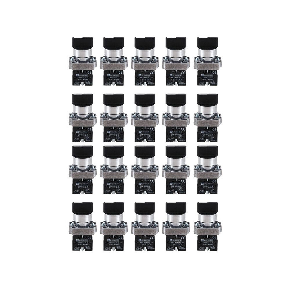 20Pcs 22Mm Latching 2 No 3-Position Rotary Selector Select Zb2-Be101c Black 4712663322103