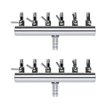 2X 6 Way Air Splitter Valve Aquarium Fish Tank Air Pump Flow Splitter Distributor Pump Valve