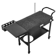 DUOKU Carrito de jardín plegable para plancha 787x432 mm – carrito de barbacoa con 2 estantes, acero, ruedas con frenos