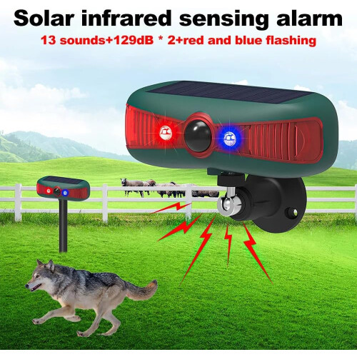 (1Pack) Solar Strobe Infrared Motion Sensor Alarm Detector,LED Flashing Warning Light Outdoor 2