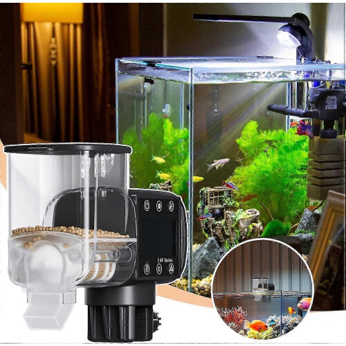 (As show, One size) Automatic Turtle Feeder With Timer - Programmable Battery-Operated Aquarium Food Dispenser With Digital Display 1