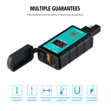 Square Fast Charging Single USB Type-C Charger with Voltmeter Integrated SAE Socket for 12V Car Motorcycle ATV RV Boat