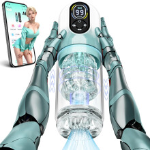 (A) AI Sync Automatic Male Masturbator 12s Penis Pump,Sex Toy for Men 9 Thrusting&Rotating&Sucking&Vibration Modes, Realistic Tongue Licking