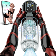 (B) AI Sync Automatic Male Masturbator 12s Penis Pump,Sex Toy for Men 9 Thrusting&Rotating&Sucking&Vibration Modes, Realistic Tongue Licking