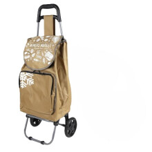 35L Foldable Shopping Trolley with 5L Insulated Compartment - Brown Wheeled Grocery Cart with Lightweight Frame