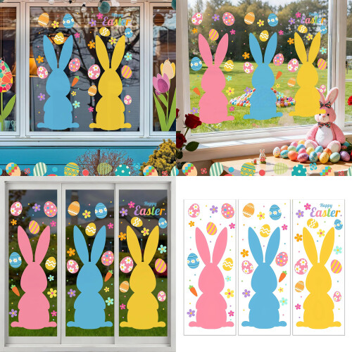 Set of 3 Big Size Easter Decorations Simple to Apply and Remove 1