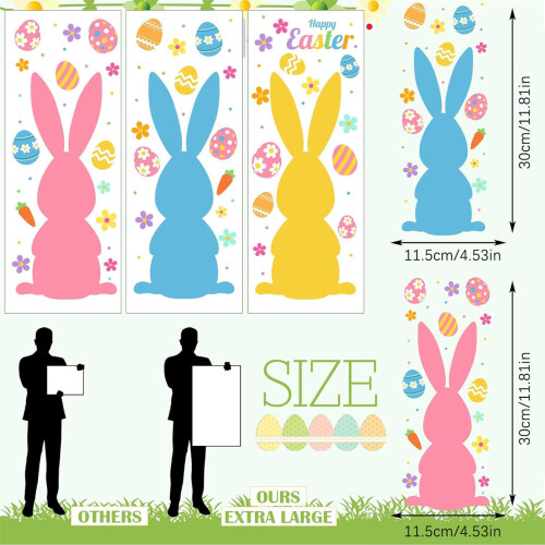 Set of 3 Big Size Easter Decorations Simple to Apply and Remove 2