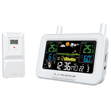 Stazione Meteorologica Digitale A Colori con Termometro Alba e Tramonto, Igrometro con Sensore Esterno Wireless, Spina USA B
